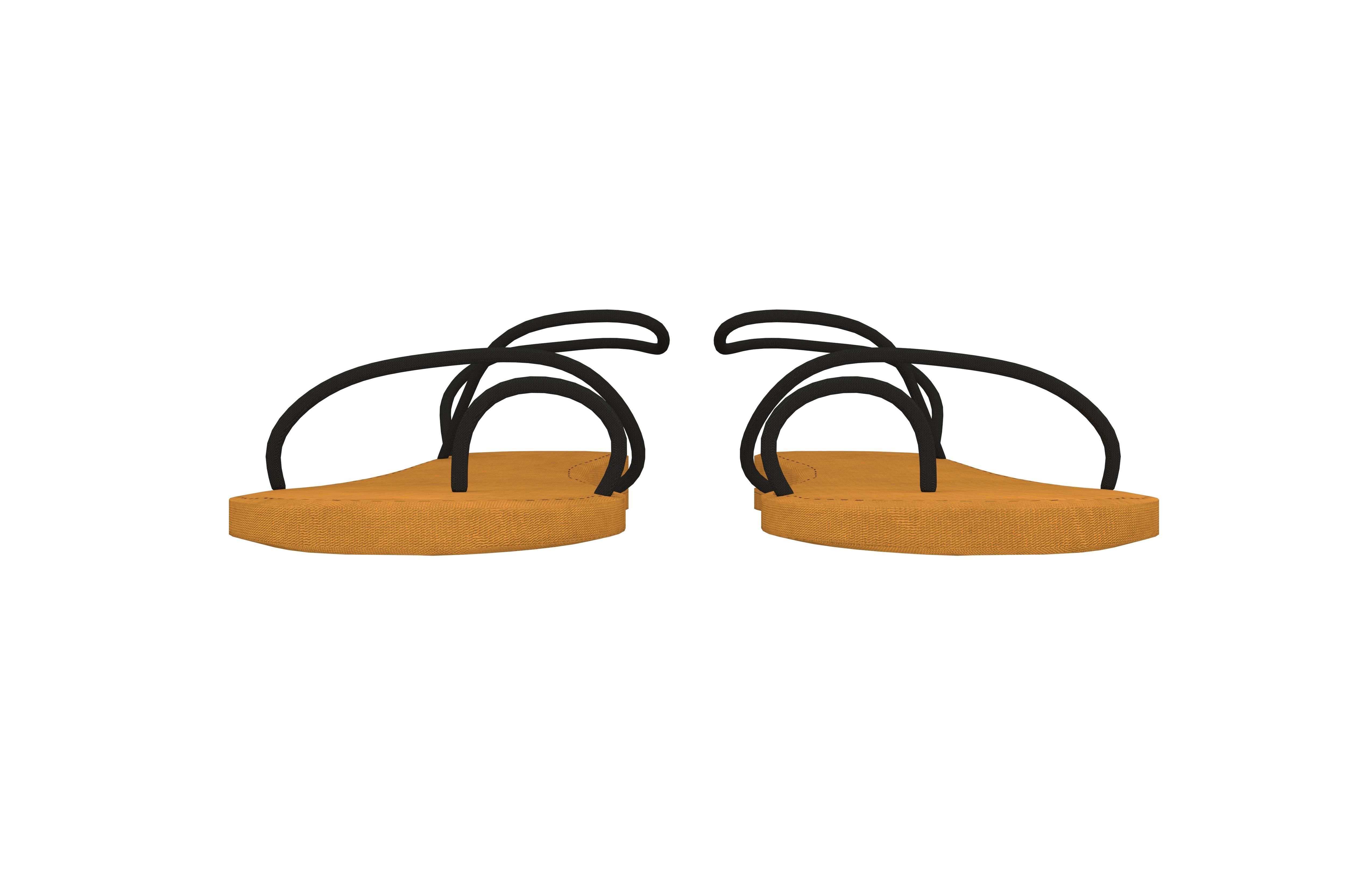 Flat Sandals v2 001 Low-poly 3D model_1