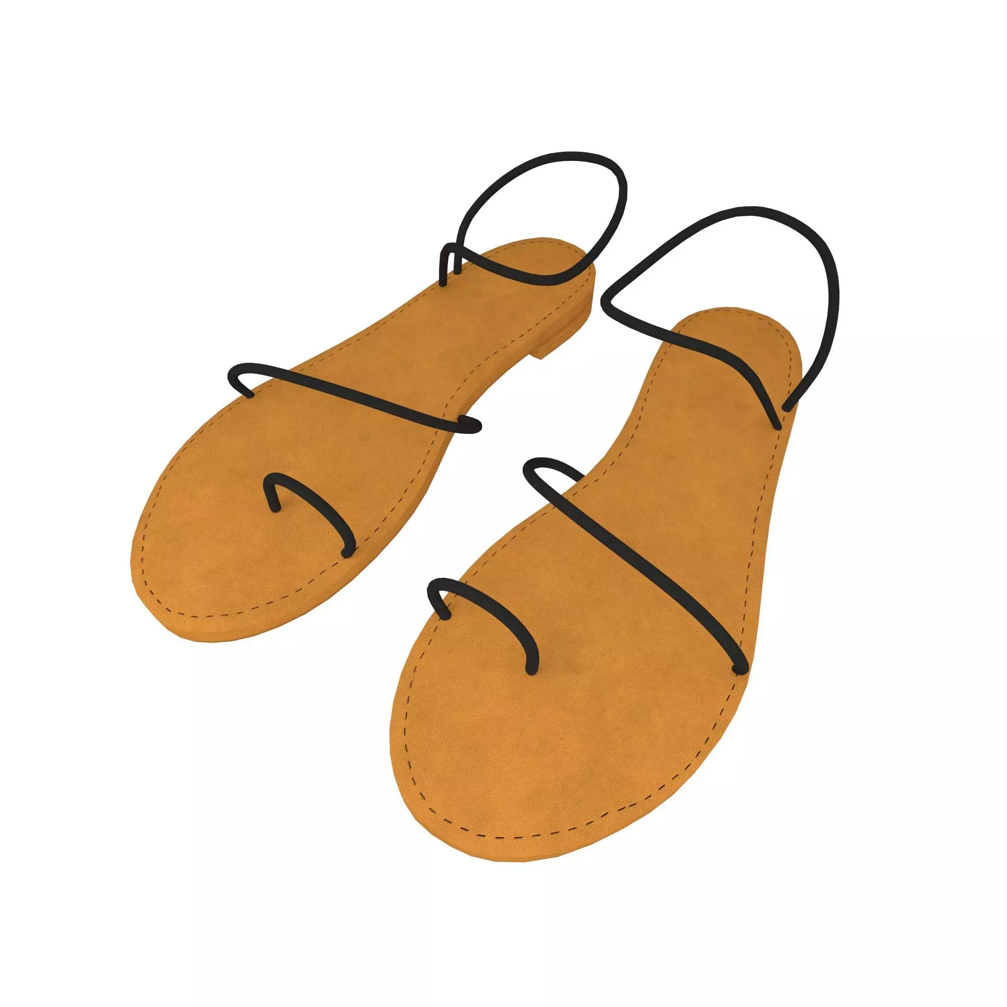 Flat Sandals v2 001 Low-poly 3D model_0