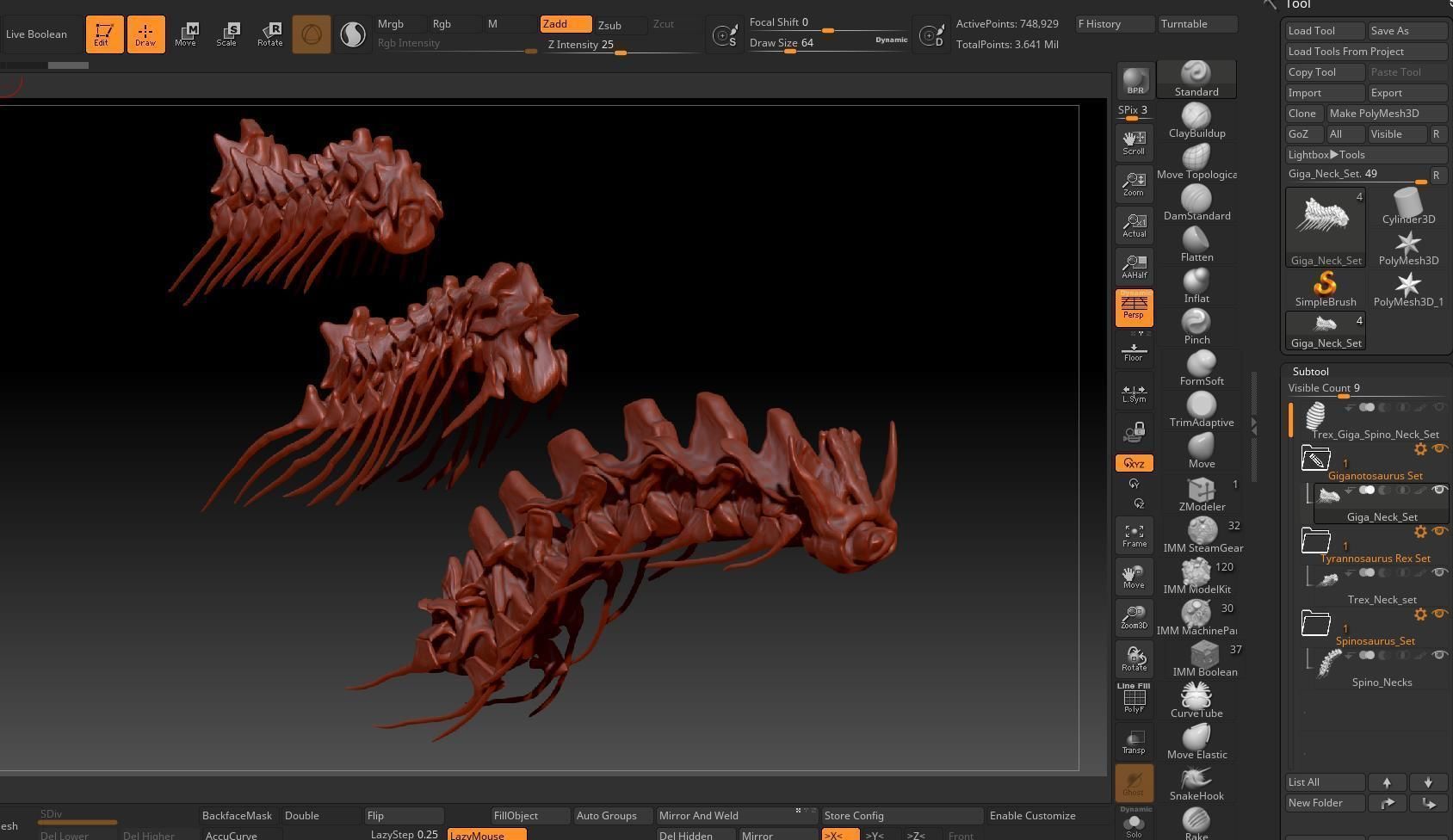 Dinosaur Spinosaurus Tyrannosaurus Giganotosaurus Neck Skeletons 3D model_5