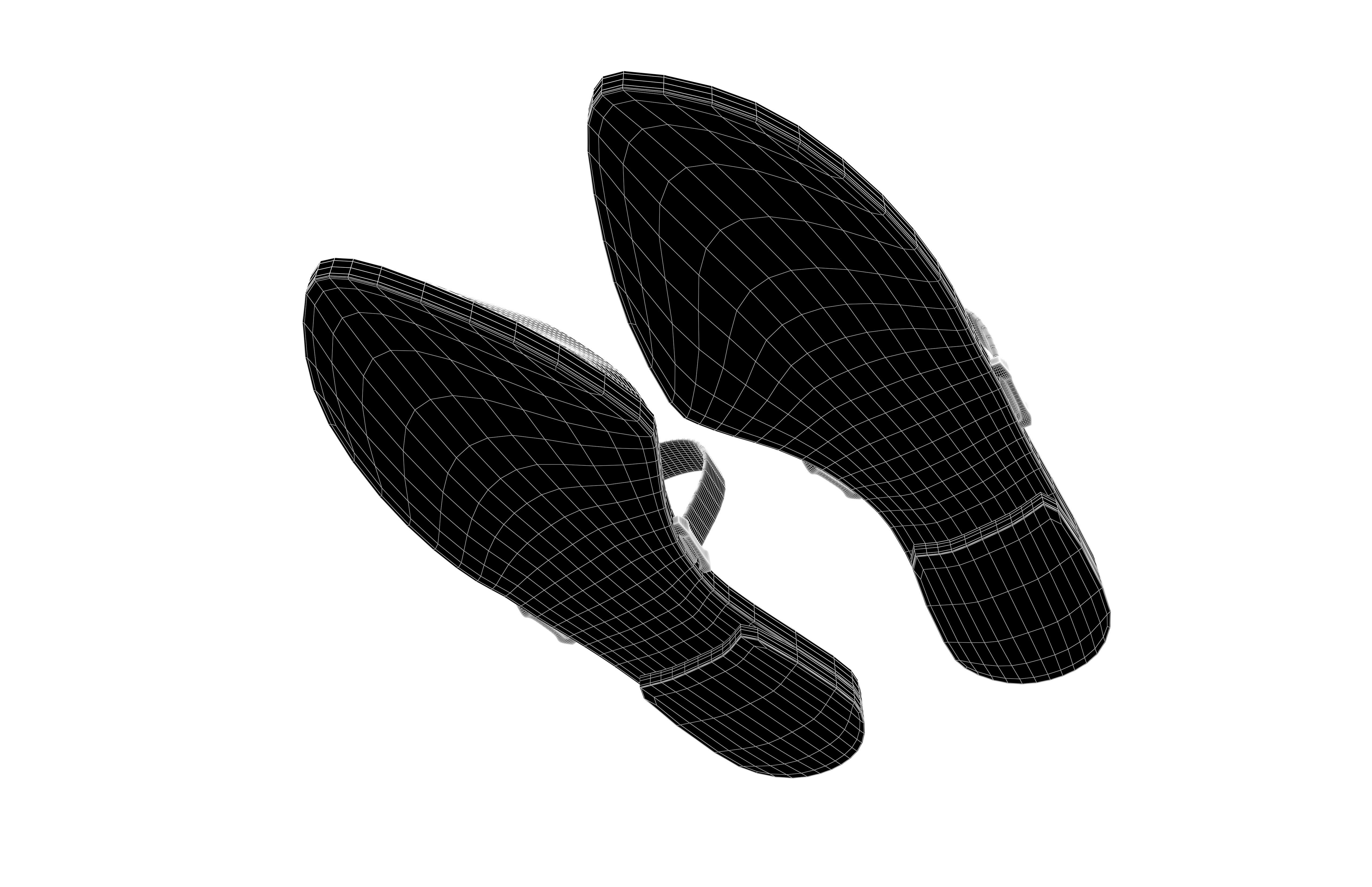 Pointed Flat Shoes v1 002 Low-poly 3D model_6