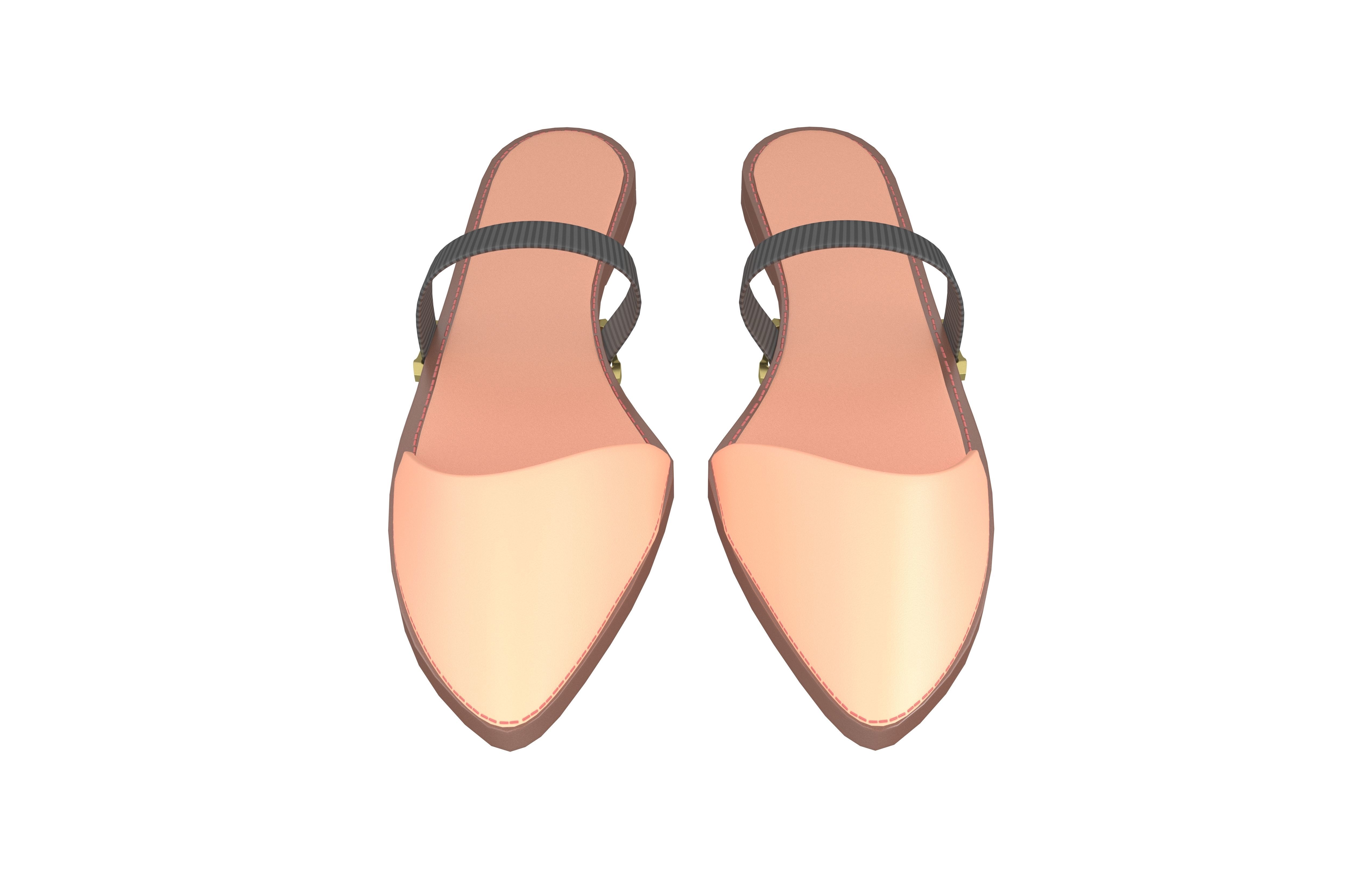 Pointed Flat Shoes v1 002 Low-poly 3D model_3