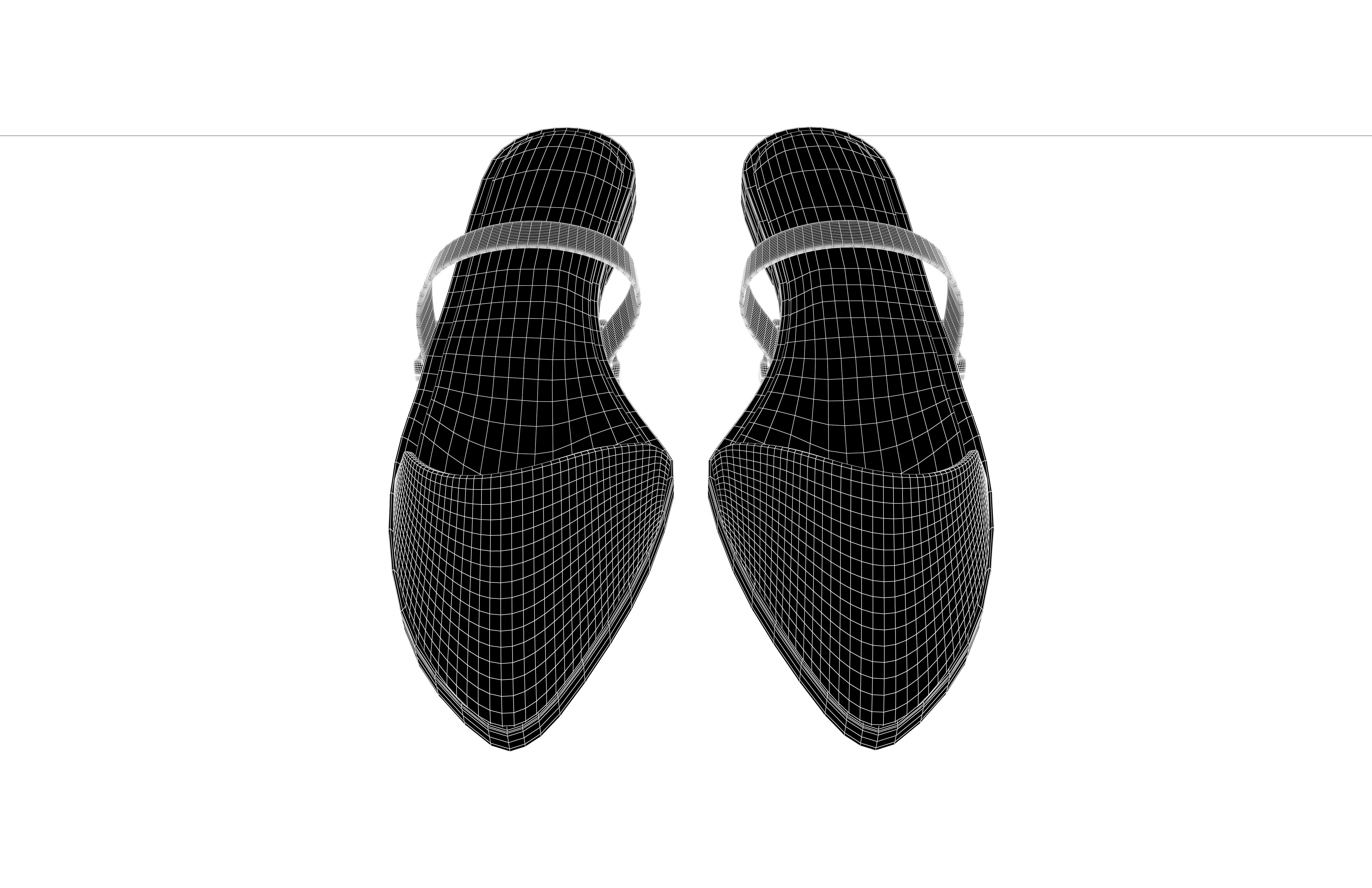Pointed Flat Shoes v1 002 Low-poly 3D model_7
