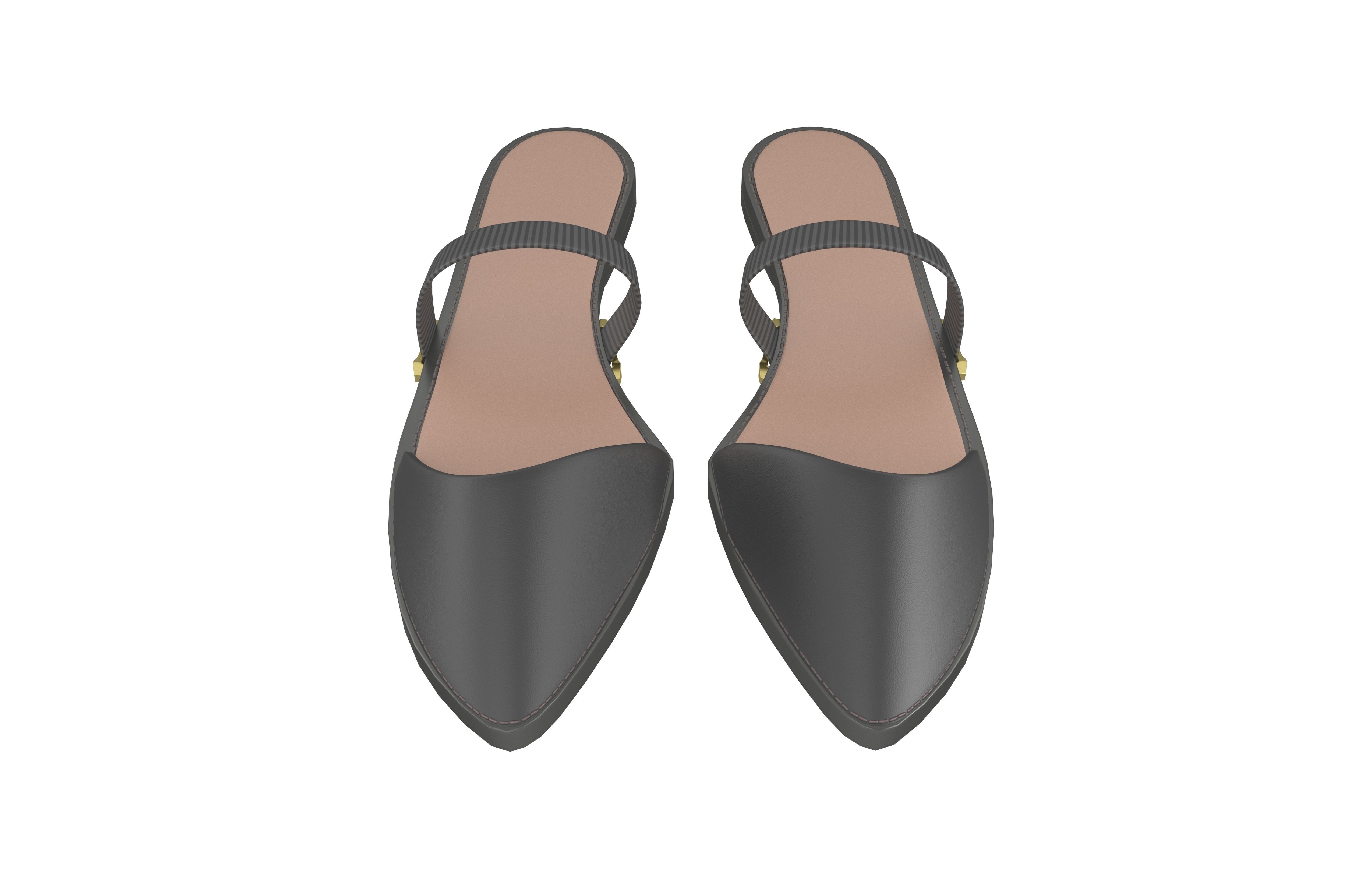 Pointed Flat Shoes v1 003 Low-poly 3D model_3