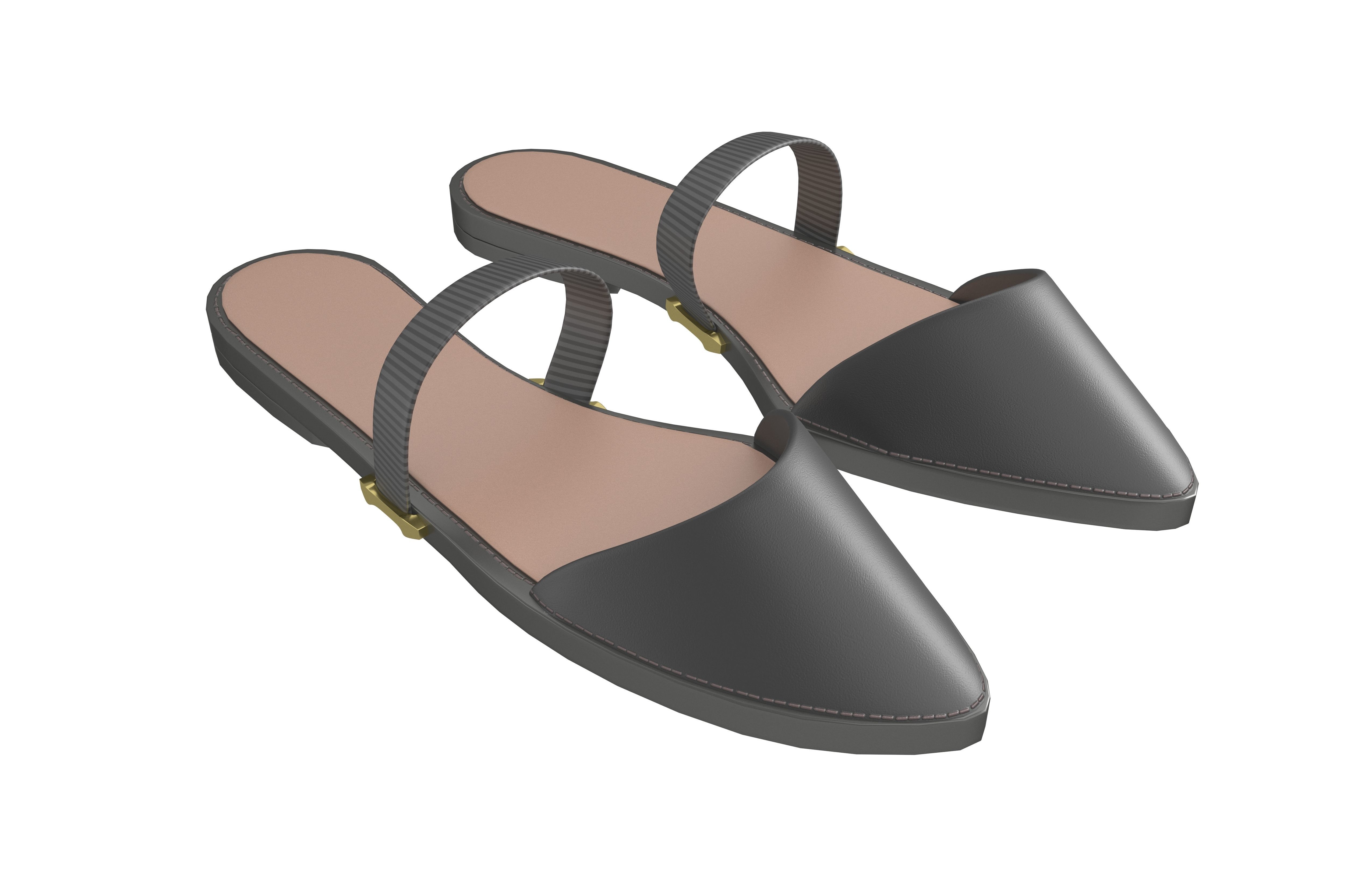 Pointed Flat Shoes v1 003 Low-poly 3D model_1