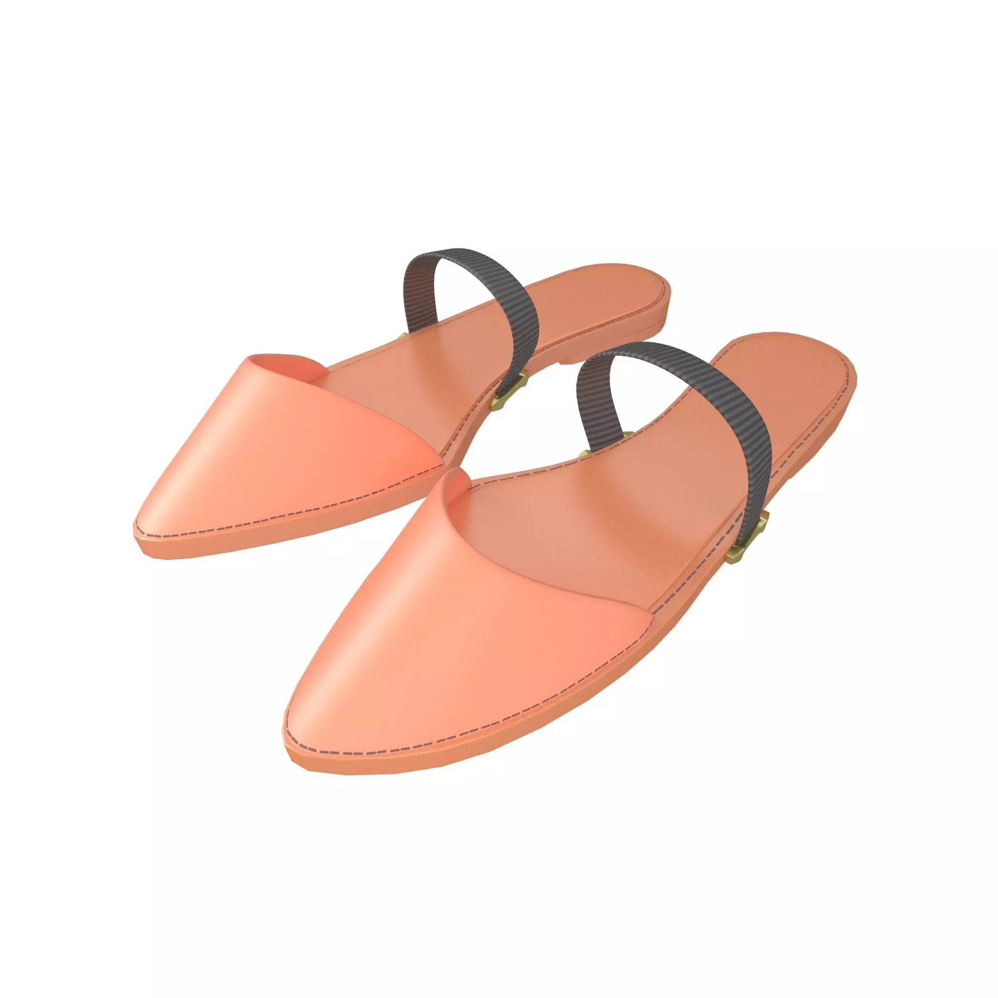 Pointed Flat Shoes v1 005 Low-poly 3D model_0