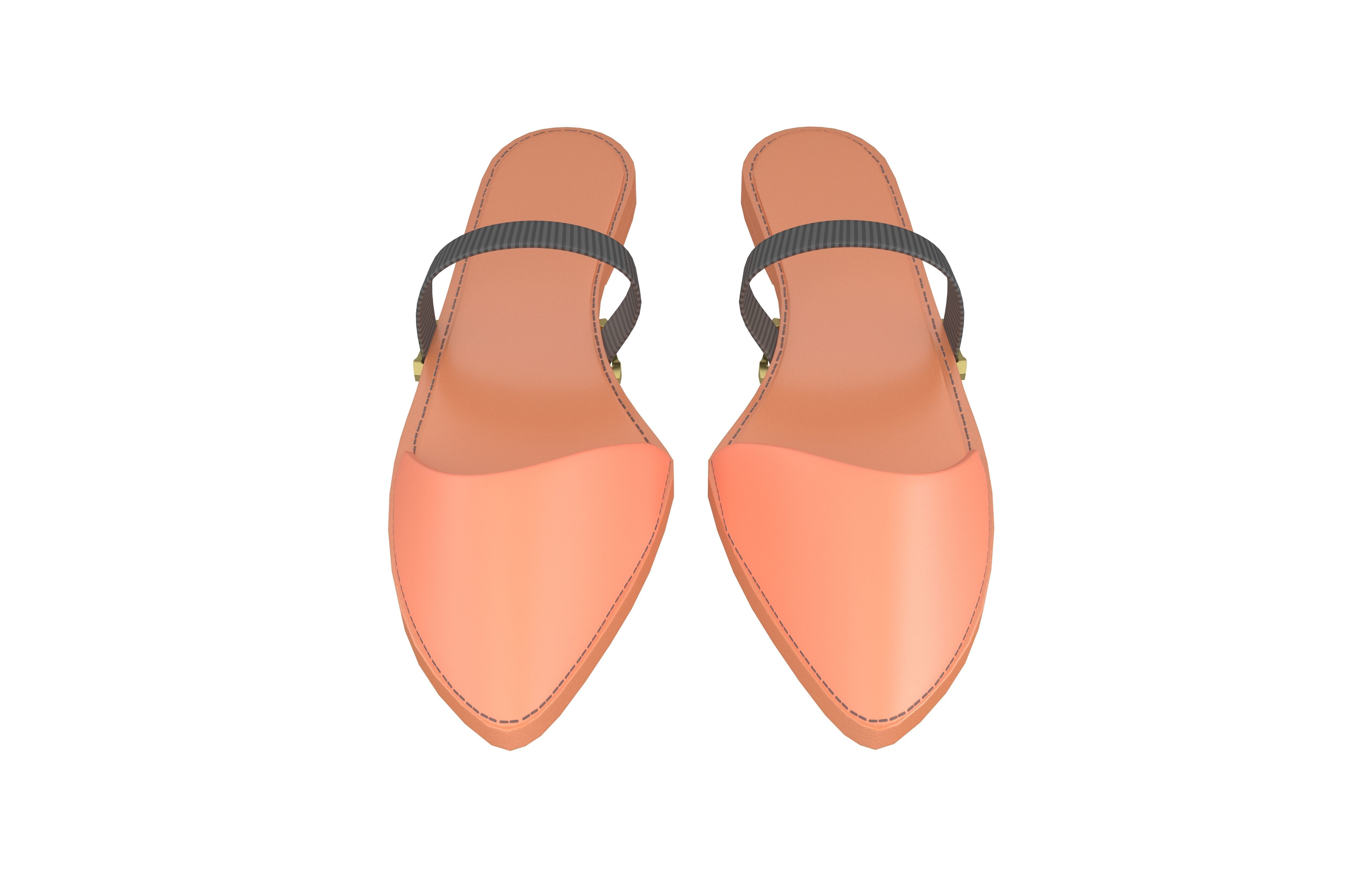 Pointed Flat Shoes v1 005 Low-poly 3D model_1