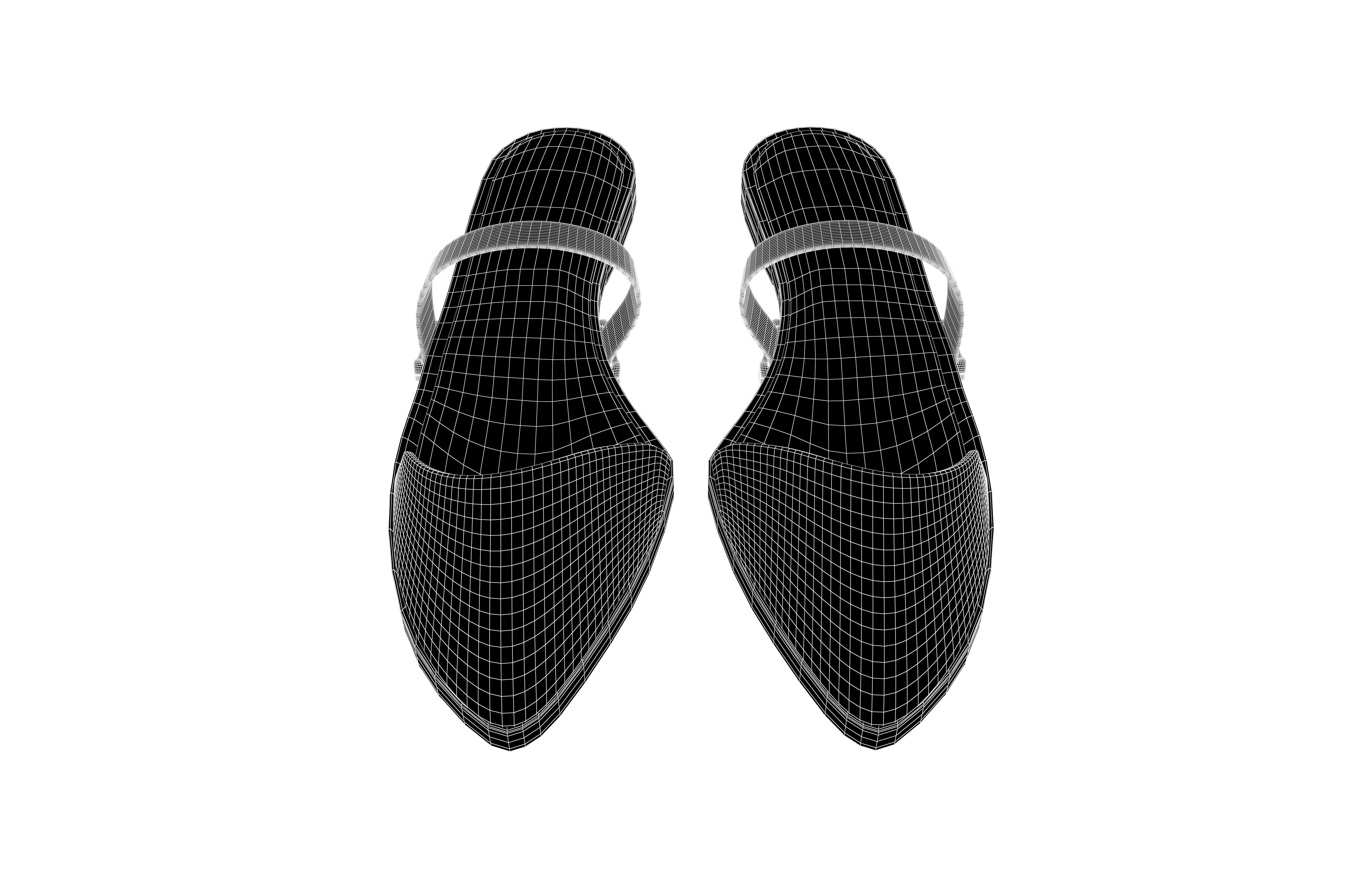 Pointed Flat Shoes v1 005 Low-poly 3D model_7