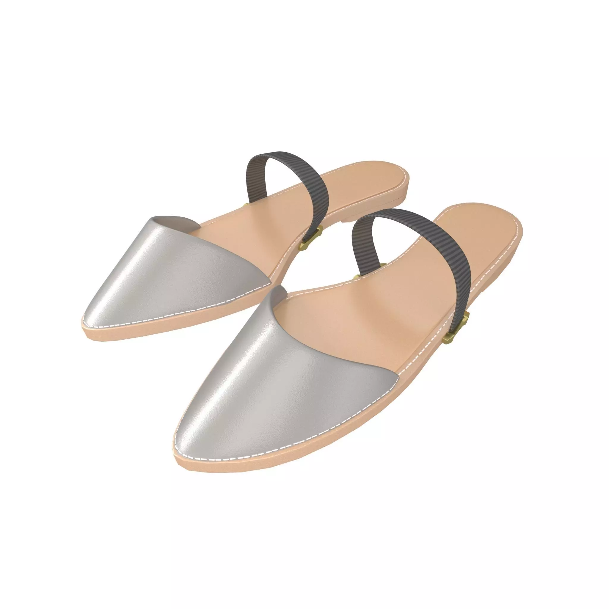 Pointed Flat Shoes v1 006 Low-poly 3D model_0