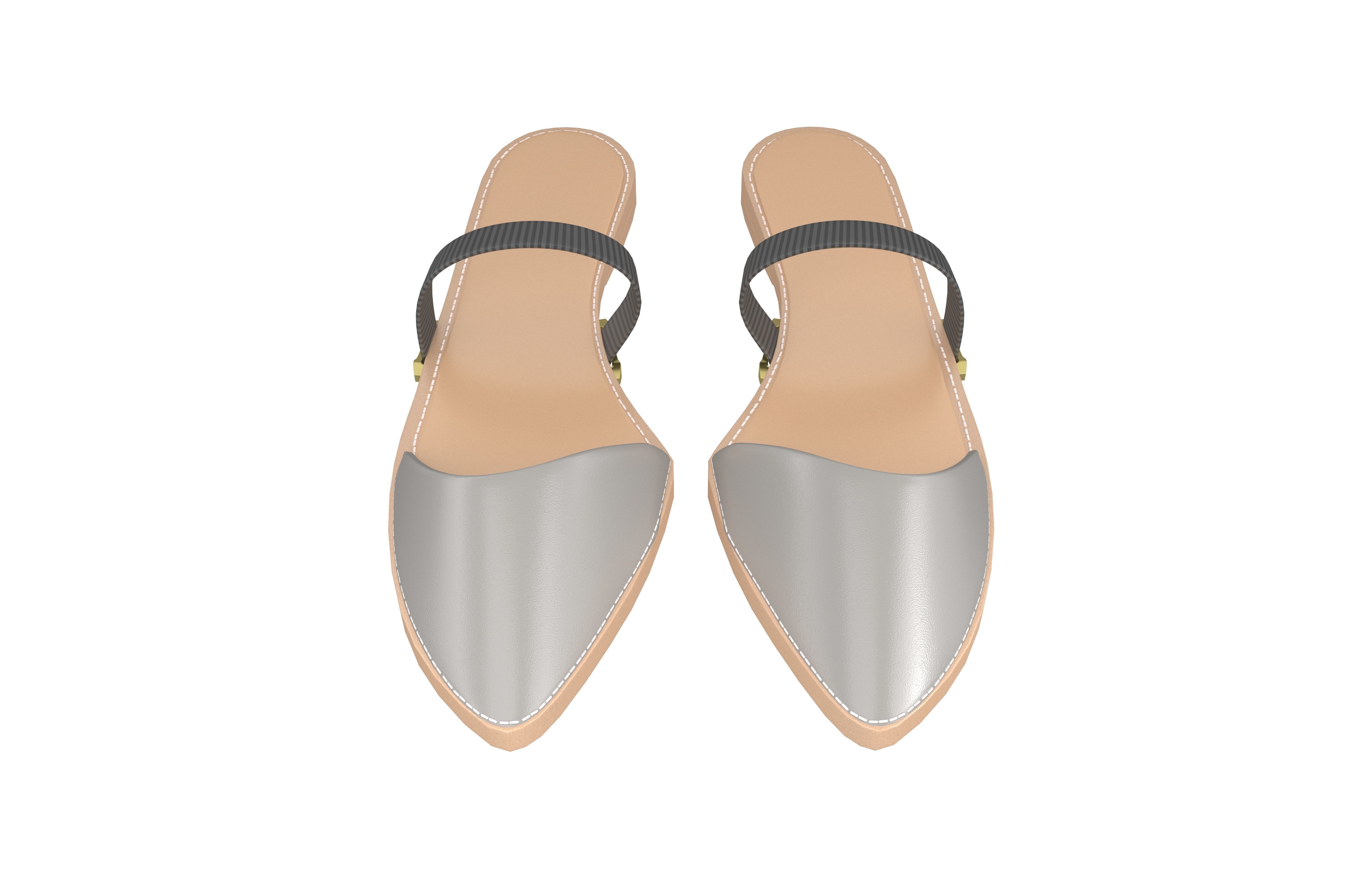 Pointed Flat Shoes v1 006 Low-poly 3D model_1