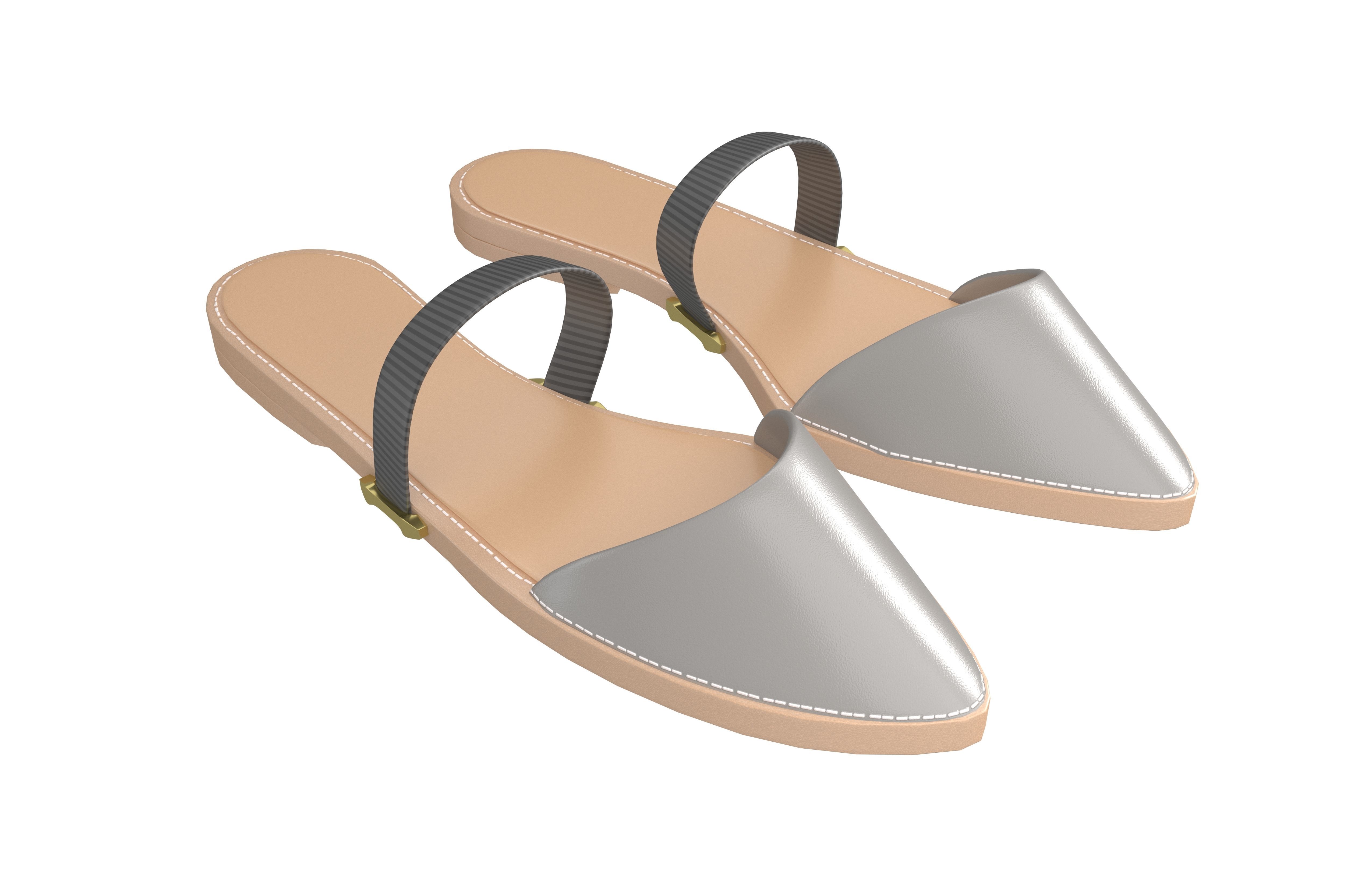 Pointed Flat Shoes v1 006 Low-poly 3D model_2