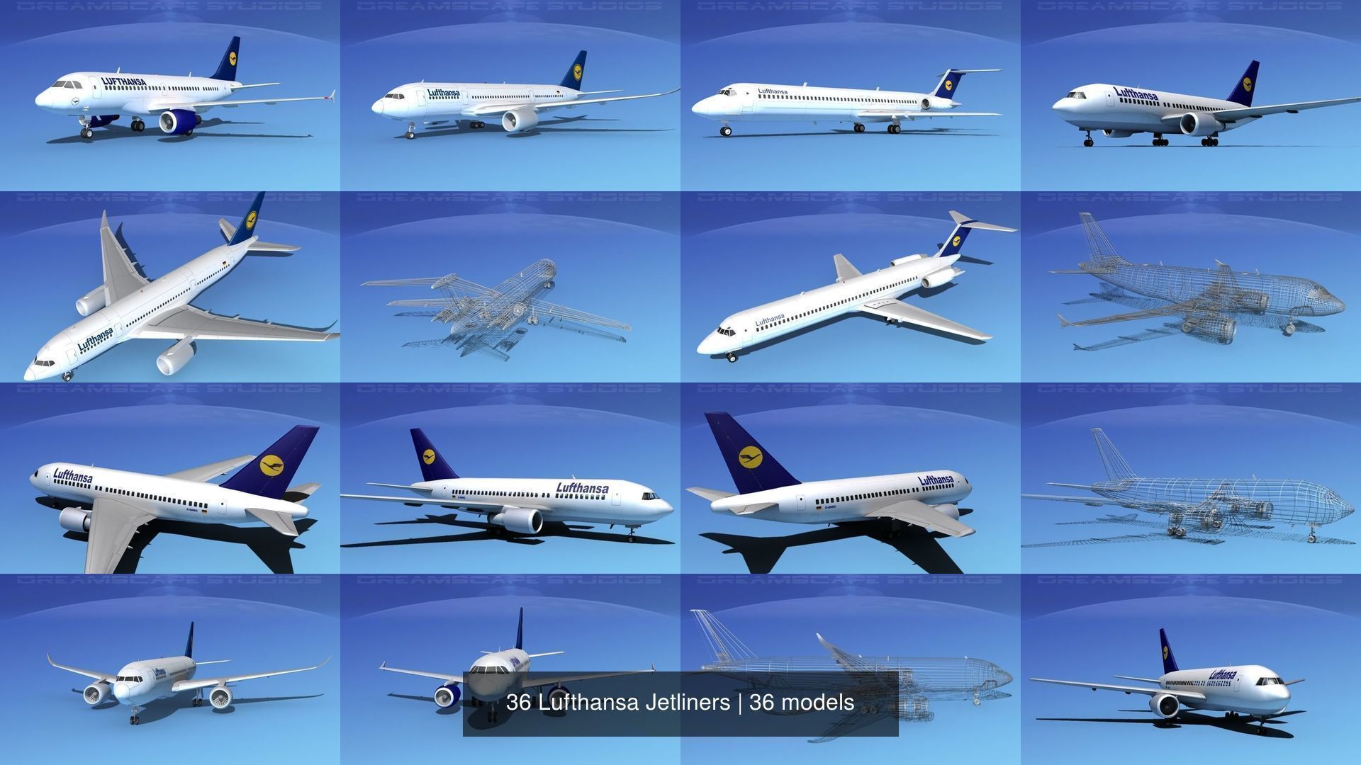 36 Lufthansa Jetliners 3D Model Collection_5