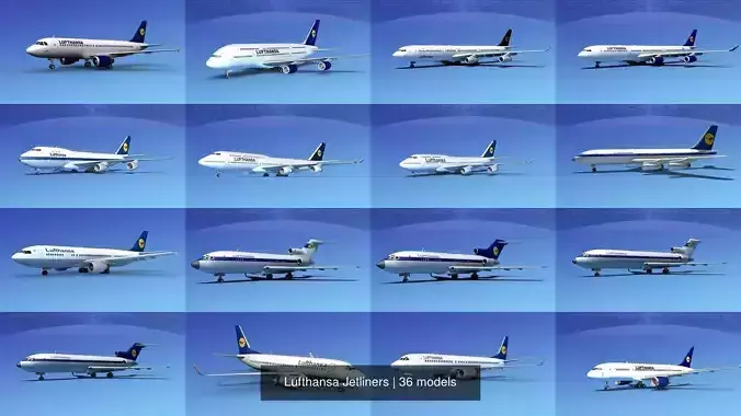 36 Lufthansa Jetliners 3D Model Collection