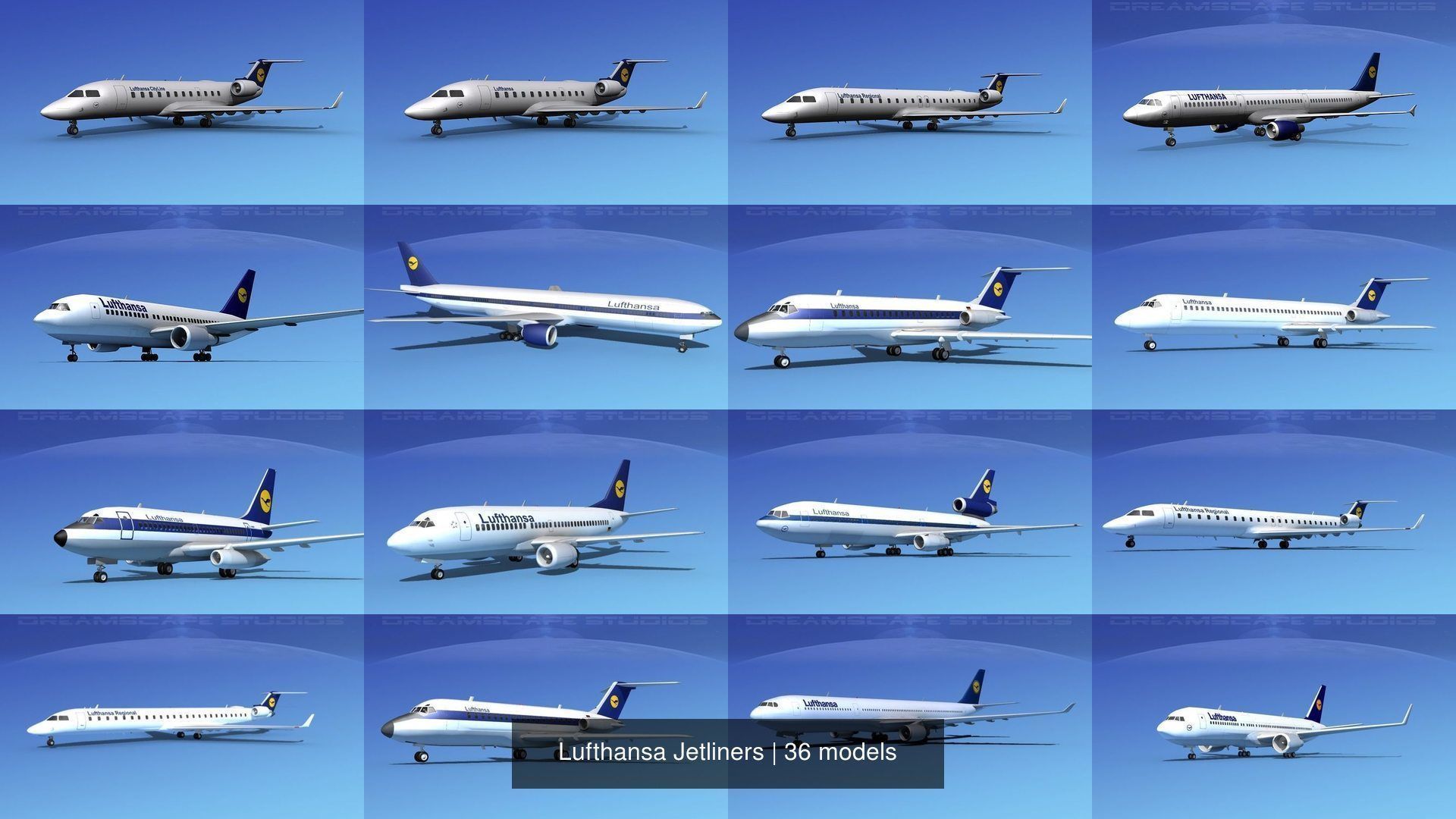 36 Lufthansa Jetliners 3D Model Collection_7