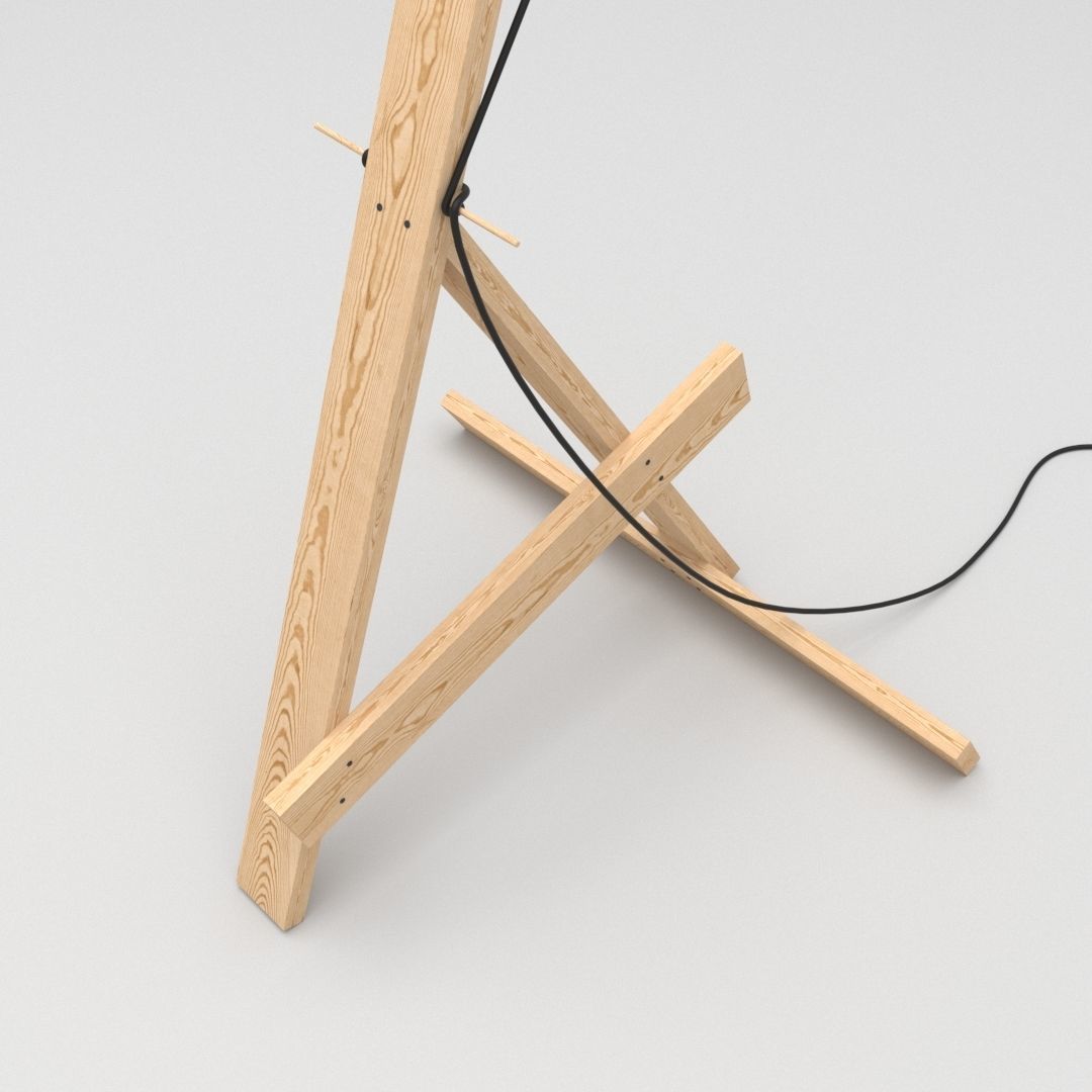 WOOD FLOOR LAMP - LAMPADA A STELO 3D model_1