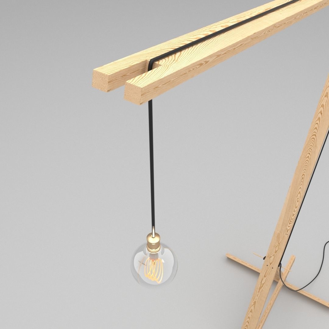 WOOD FLOOR LAMP - LAMPADA A STELO 3D model_3