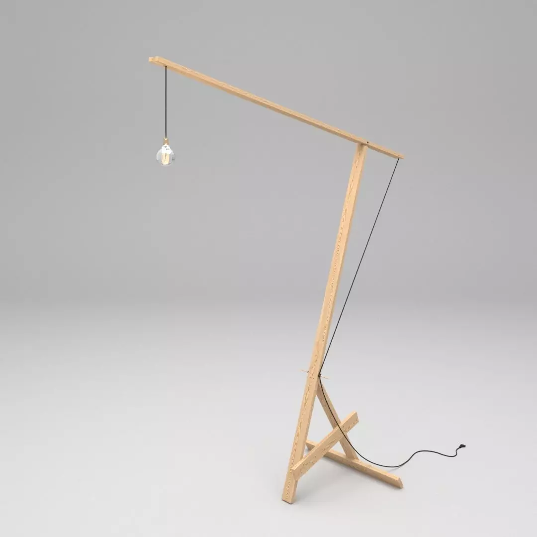 WOOD FLOOR LAMP - LAMPADA A STELO 3D model_0