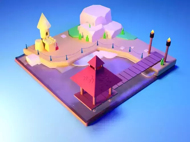 Beach and Pier Low Poly