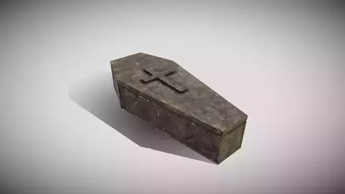 Stone Medieval Coffin Low-poly 3D model