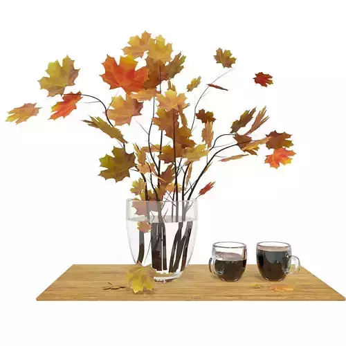 Decorative set autumn leaves in vase