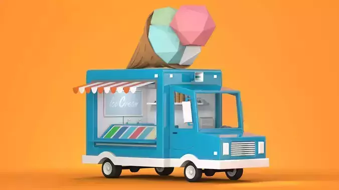 Ice Cream Truck Low-poly 3D model