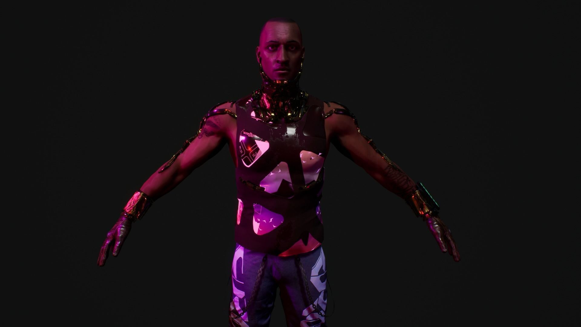 cyberpunk chars A Low-poly 3D model_23