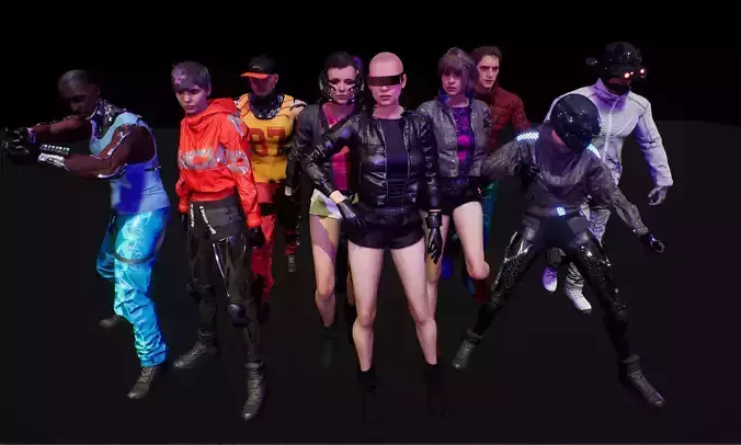 cyberpunk chars A  Low-poly 3D model