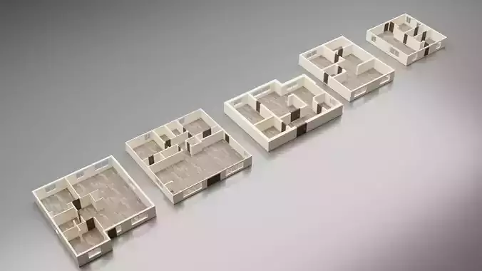 5 Floor Plans 3D model
