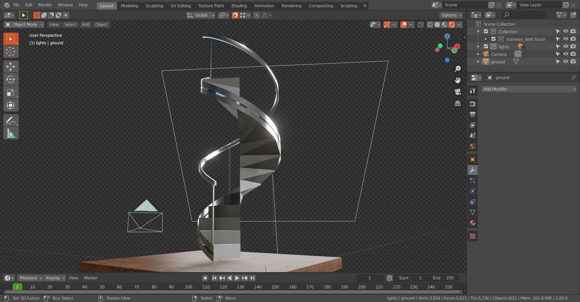 Spiral staircase Low-poly 3D model_11