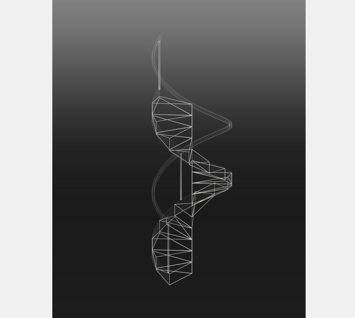 Spiral staircase Low-poly 3D model_7