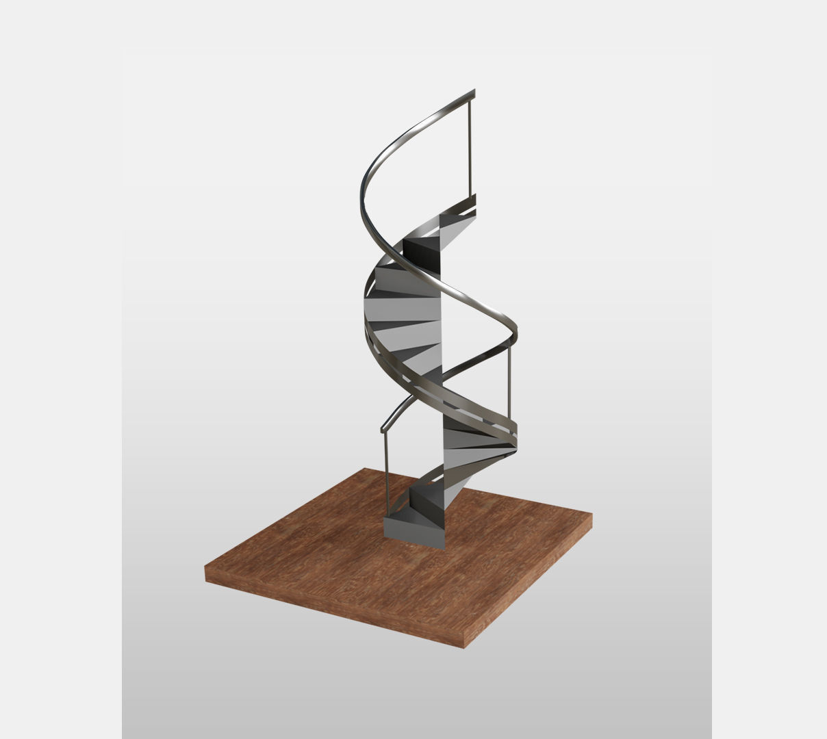 Spiral staircase Low-poly 3D model_3
