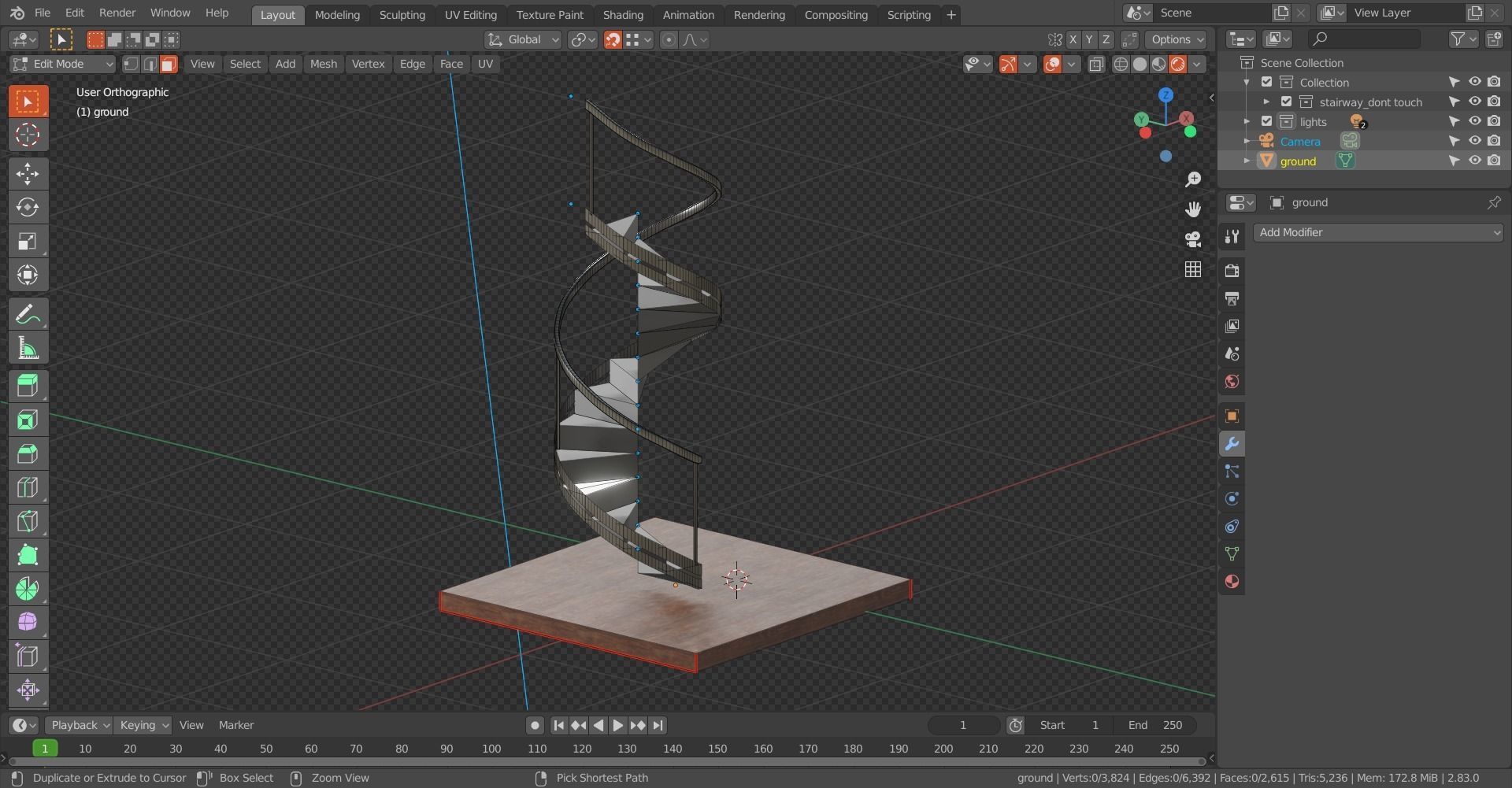 Spiral staircase Low-poly 3D model_14