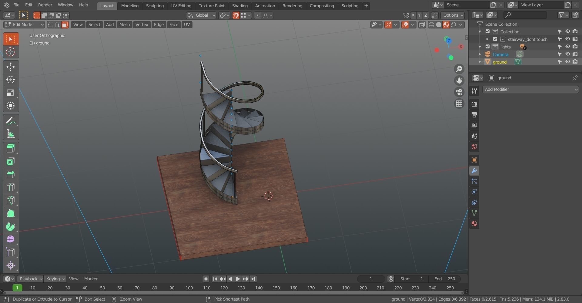 Spiral staircase Low-poly 3D model_9