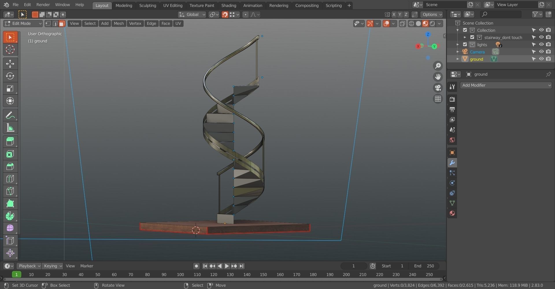 Spiral staircase Low-poly 3D model_8