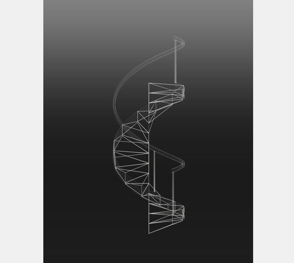 Spiral staircase Low-poly 3D model_6