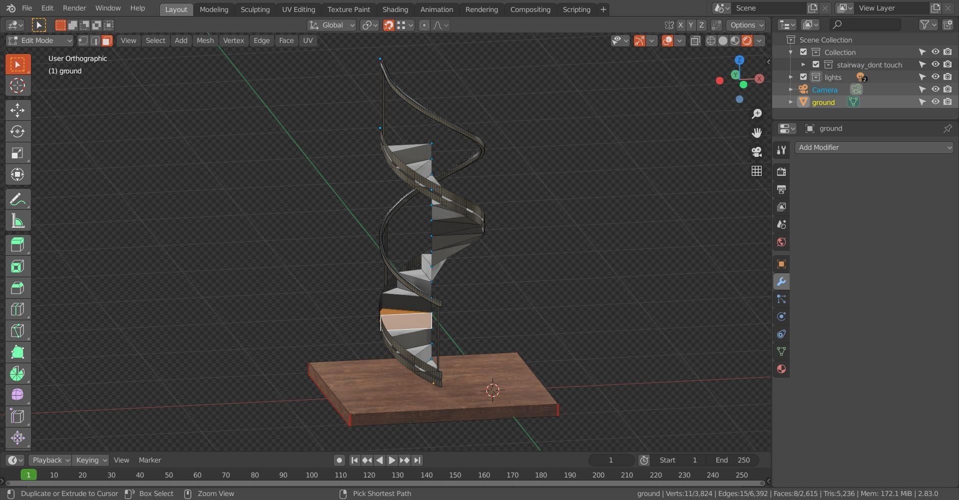 Spiral staircase Low-poly 3D model_13