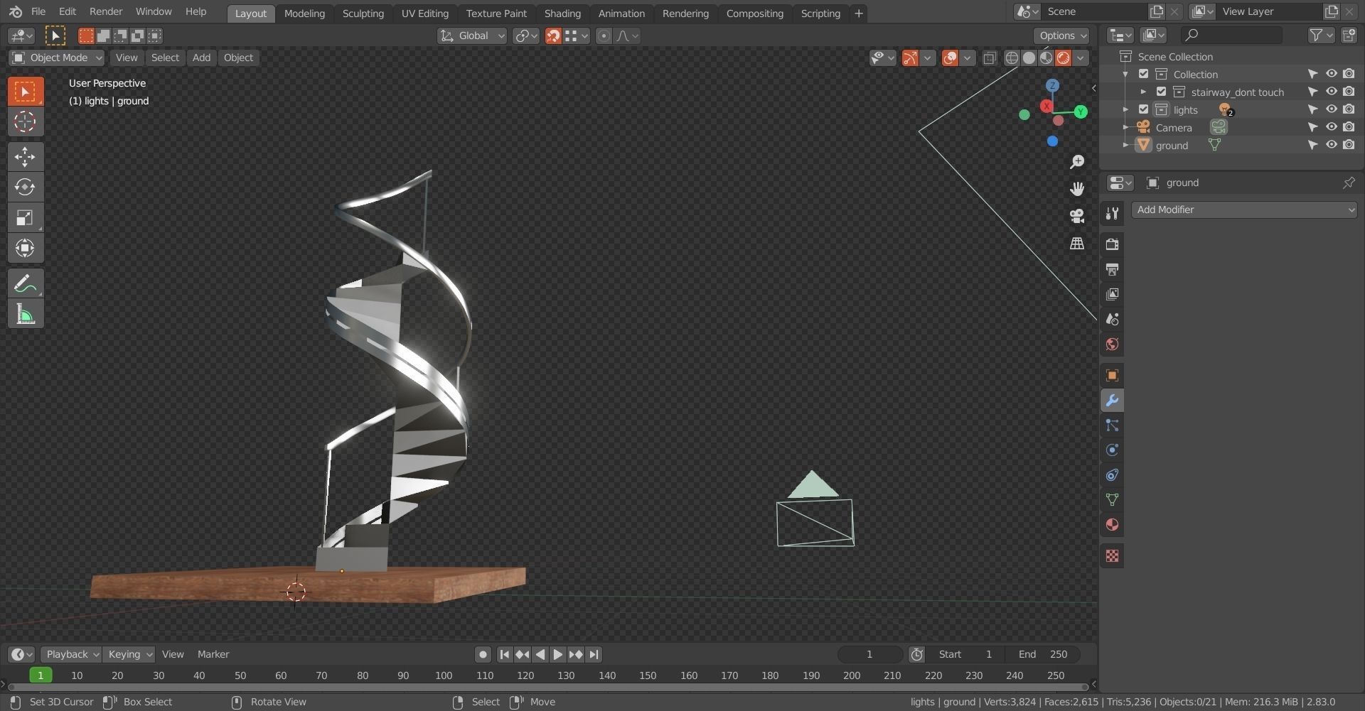 Spiral staircase Low-poly 3D model_12