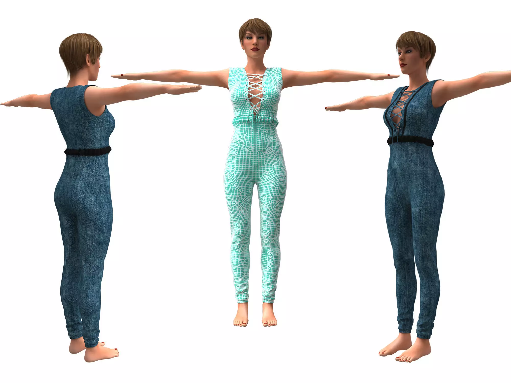 3d realistic womans with  clothing design 3D model_0