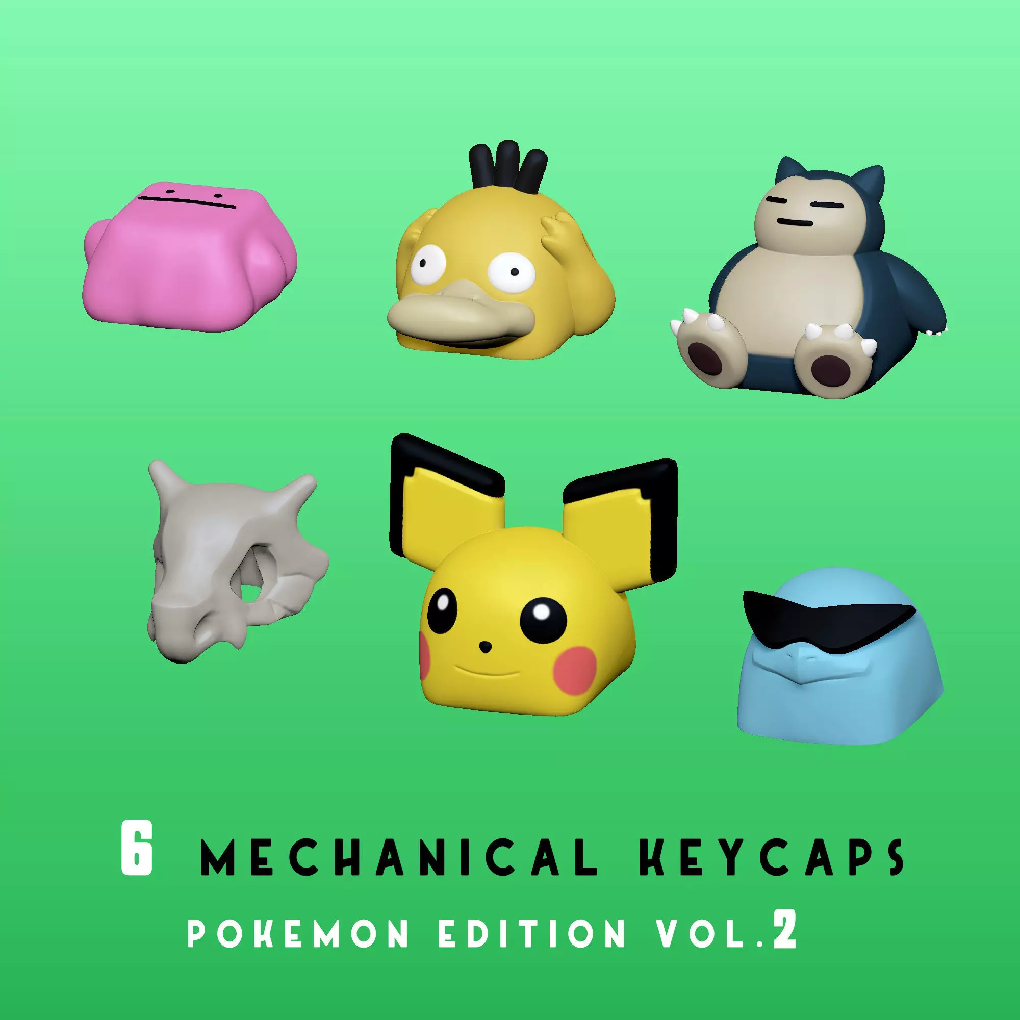 6 Keycaps for mechanical Keyboard - POKEMON Edition Vol 2 -  3D print model_0