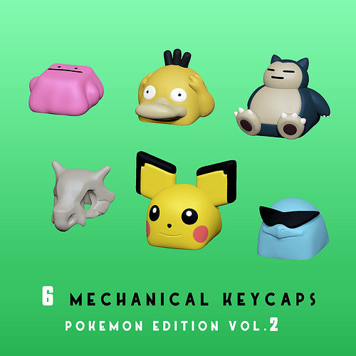 6 Keycaps for mechanical Keyboard - POKEMON Edition Vol 2 -  3D print model