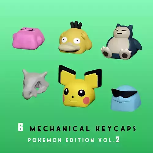 6 Keycaps for mechanical Keyboard - POKEMON Edition Vol 2 -  3D print model
