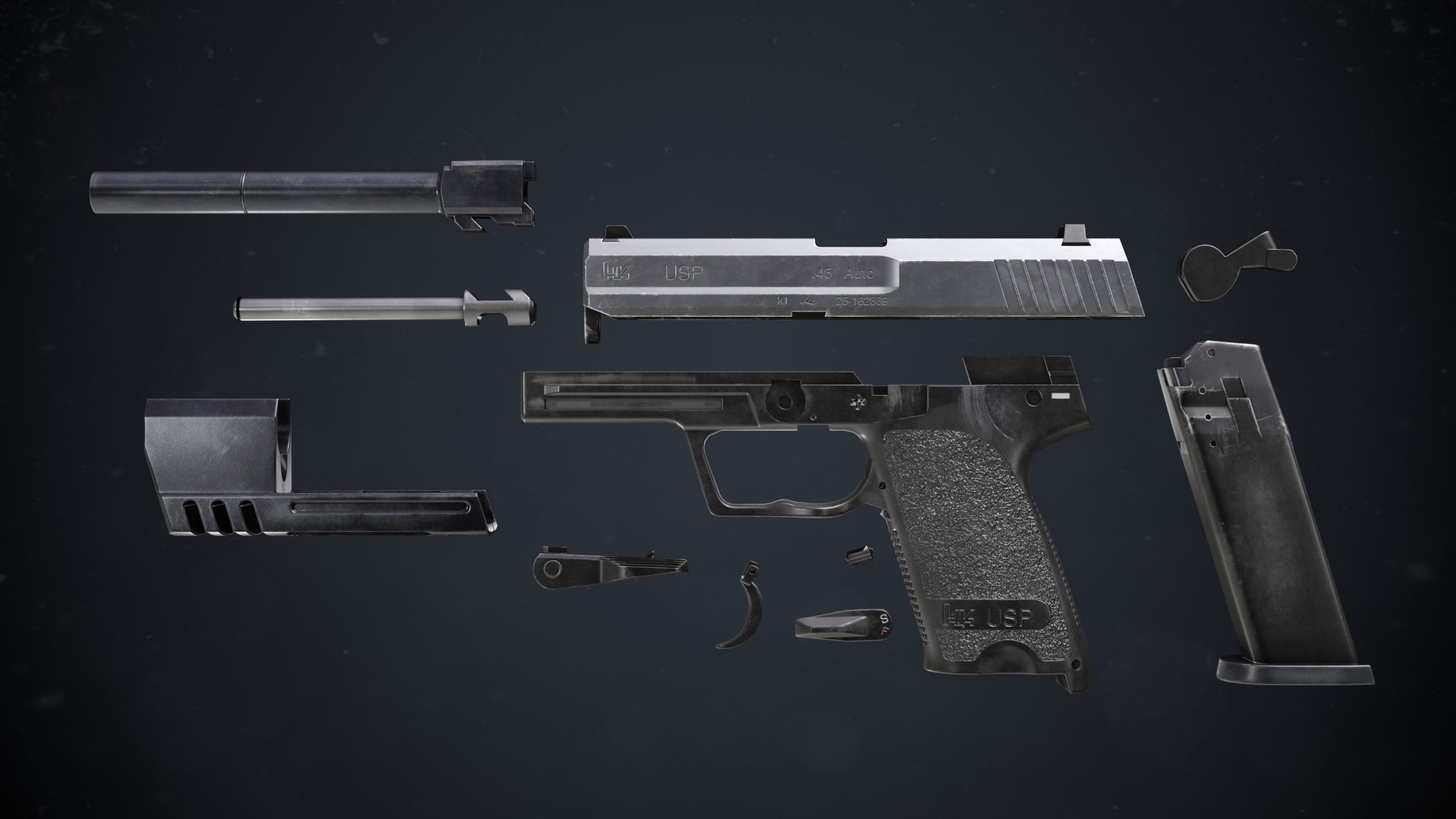 Heckler and Koch USP Match Low-poly 3D model_3