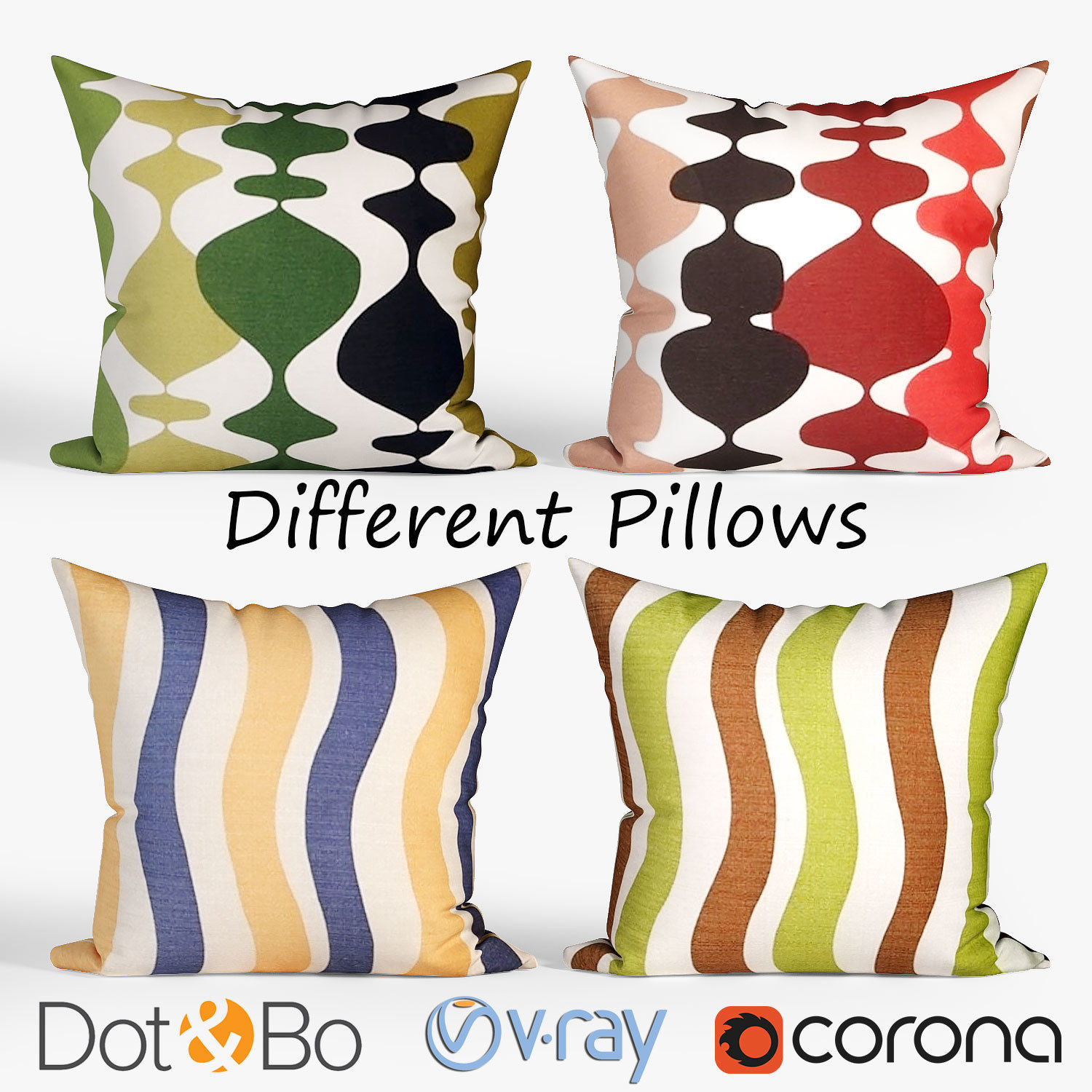 Decorative pillows  set 041 3D model_1
