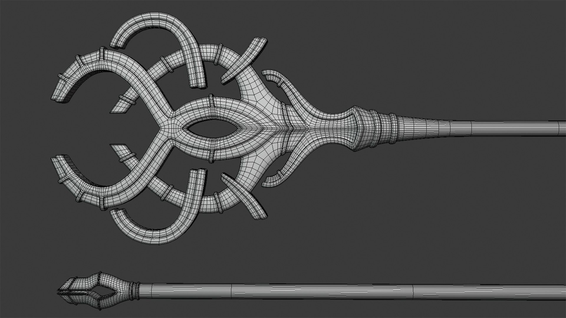 Magic Staff or Scepter Low-poly 3D model_4