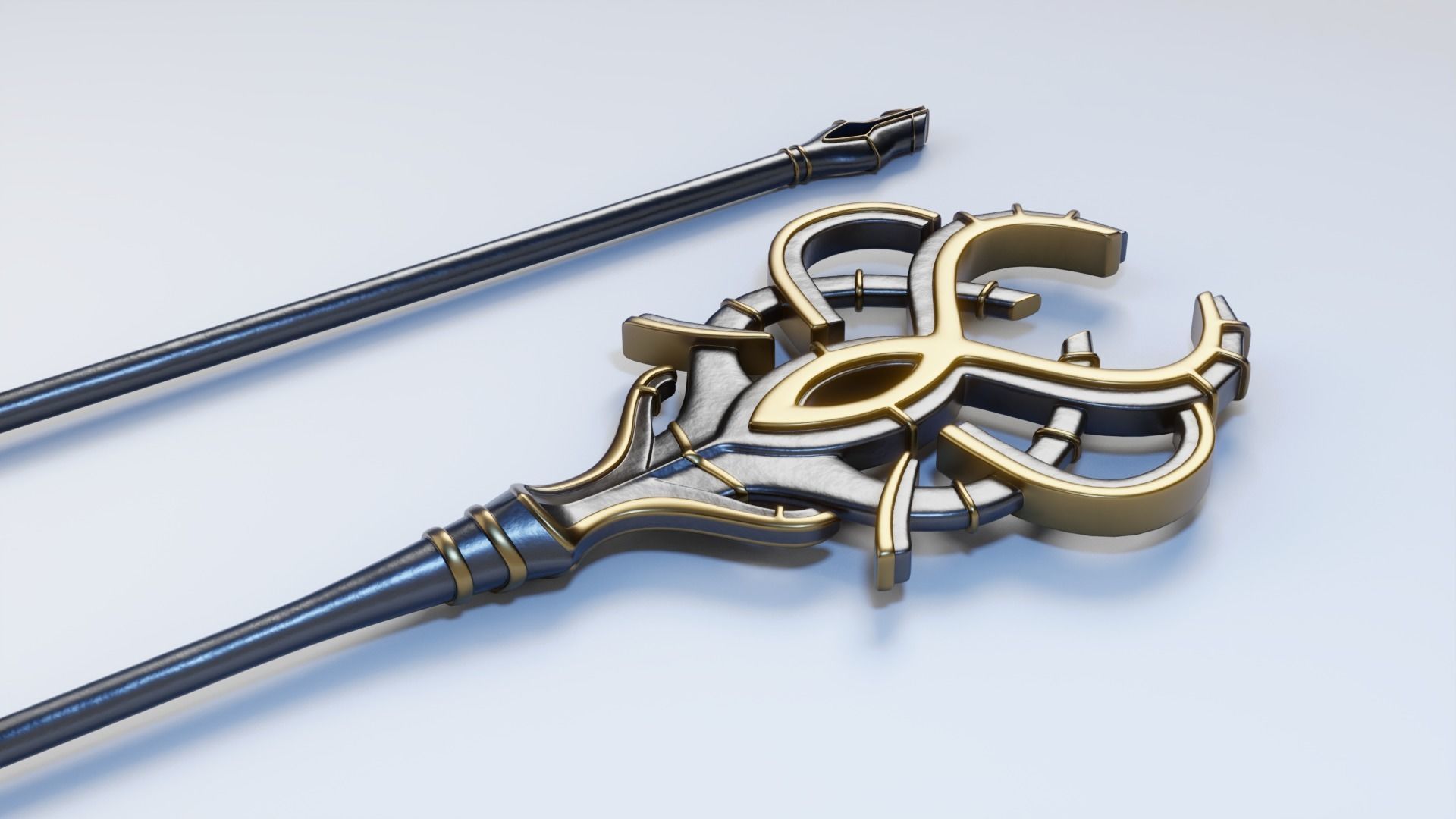 Magic Staff or Scepter Low-poly 3D model_2