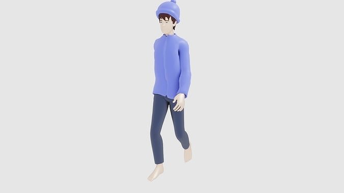 Rigged Character With Winter Cloths version1 Low-poly 3D model