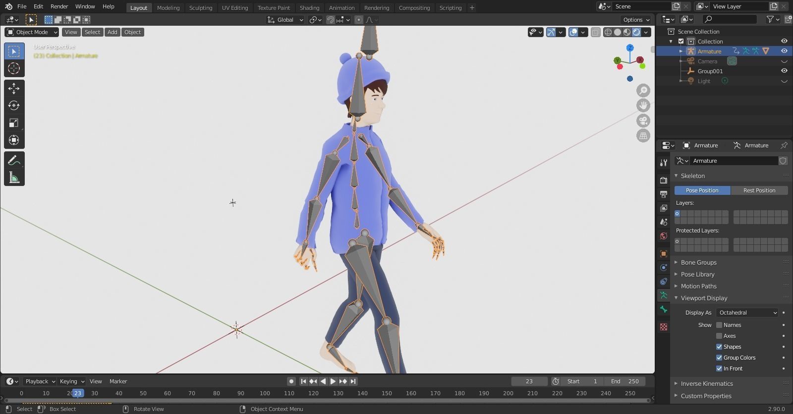 Rigged Character With Winter Cloths version1 Low-poly 3D model_1