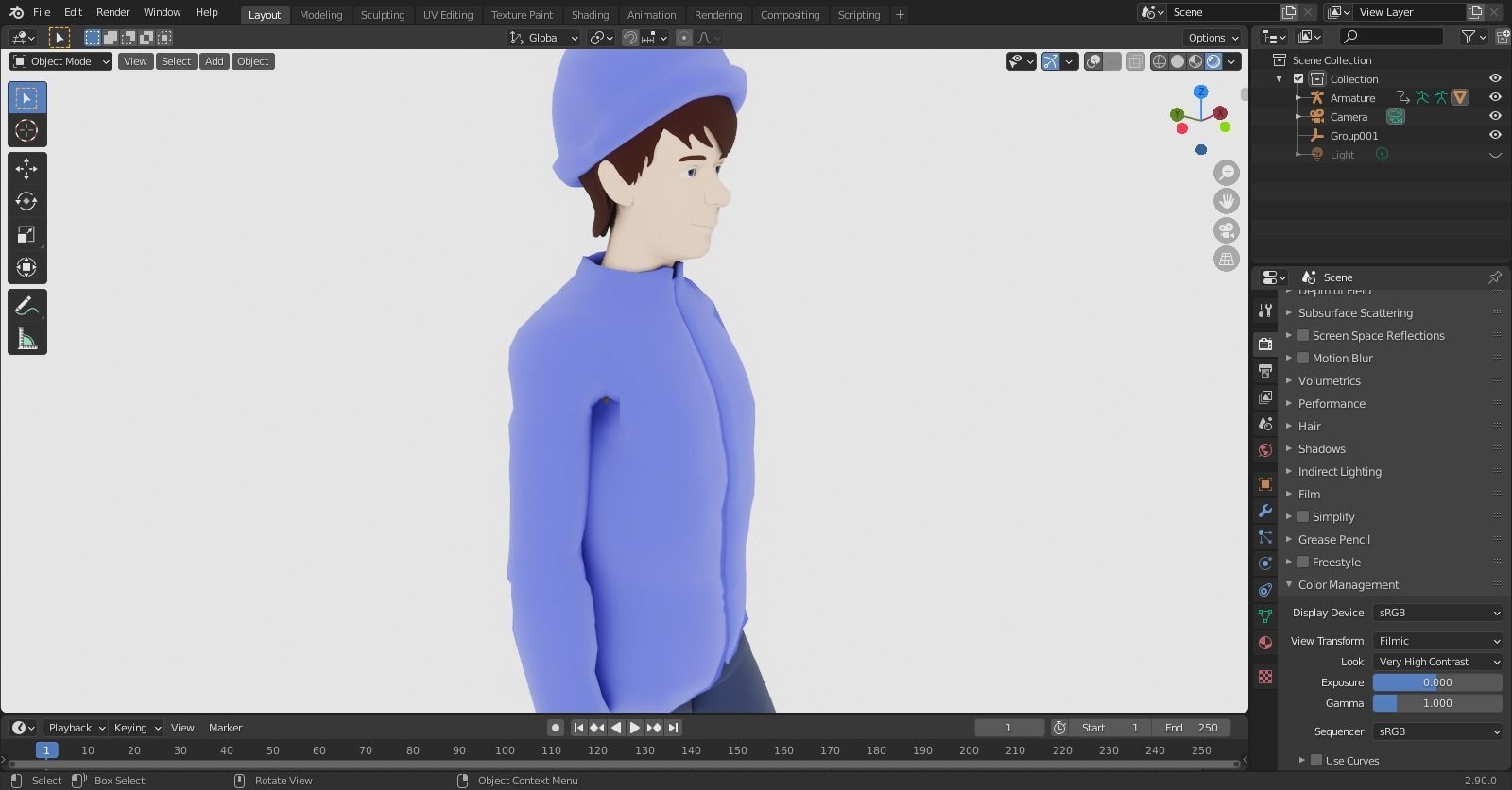 Rigged Character With Winter Cloths version1 Low-poly 3D model_2