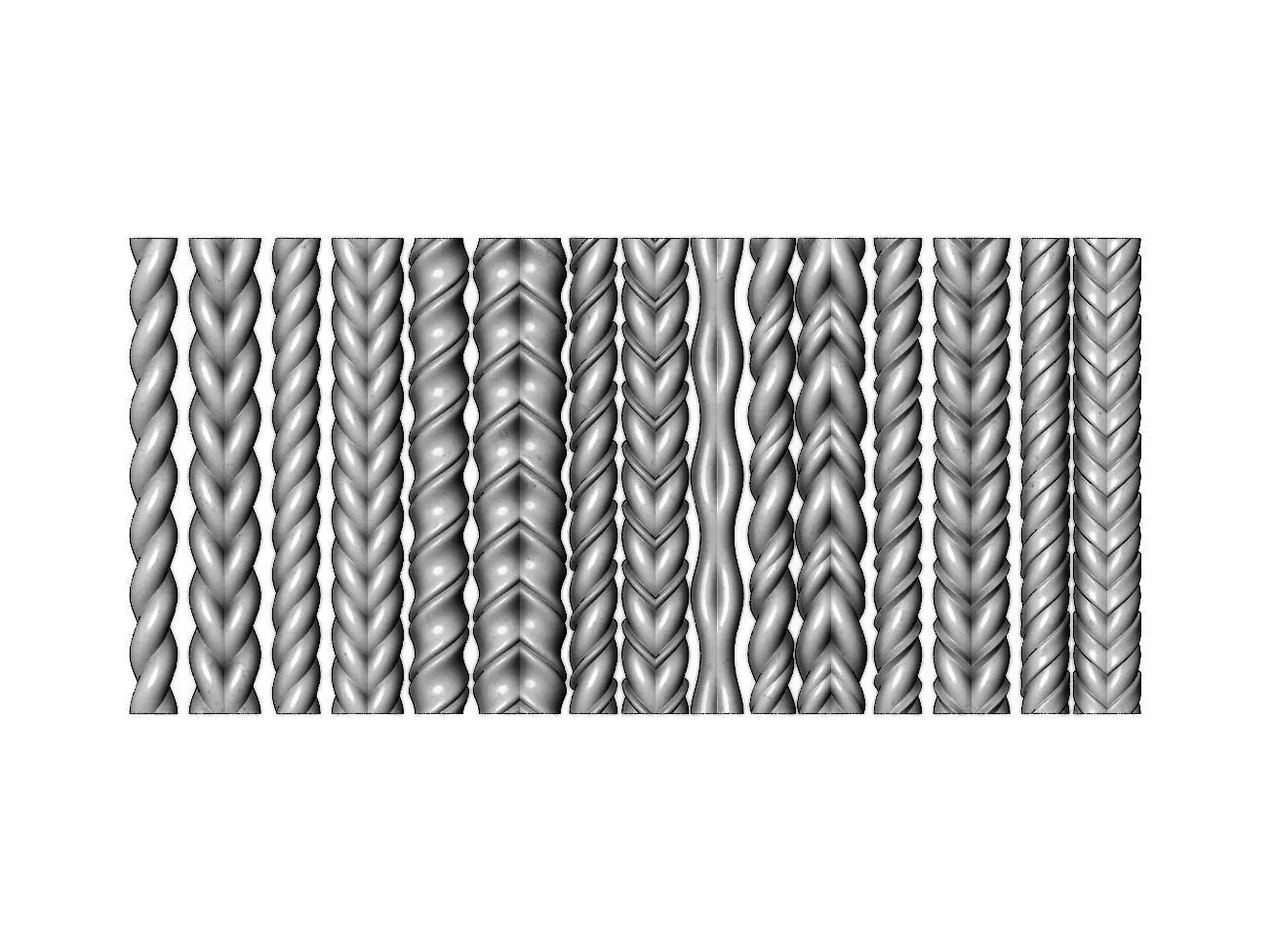 Rope and braids pattern relief 3D print model_0