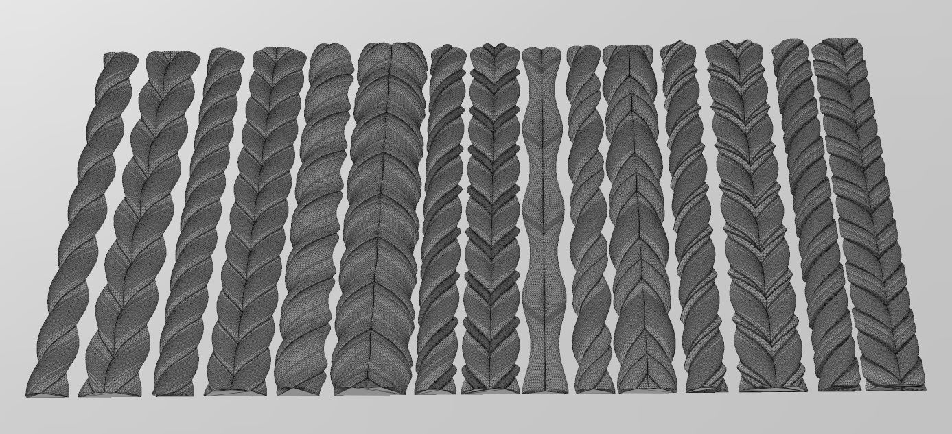 Rope and braids pattern relief 3D print model_15