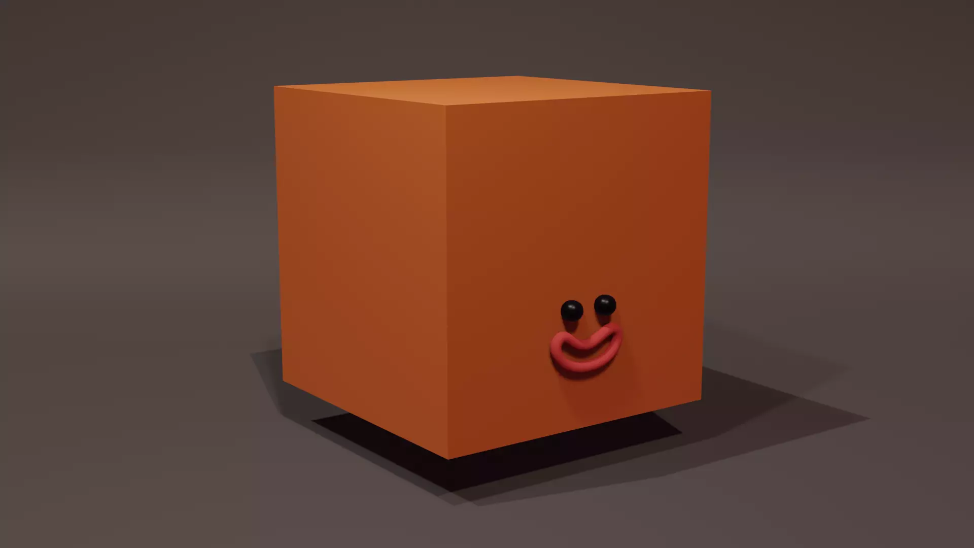Happy Default Cube Orange - Funny Cartoon Style Lowpoly Low-poly 3D model_0
